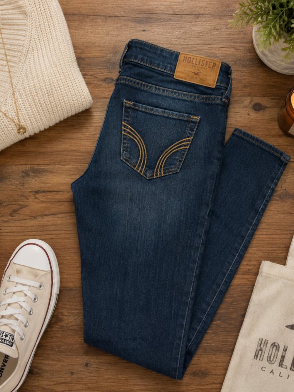 Hollister Women’s Skinny Jeans Size 9L W29 L33 Dark Wash Stretch Denim